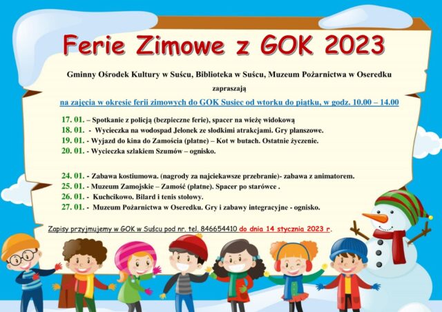 Ferie w Gminnym Ośrodku Kultury w Suścu