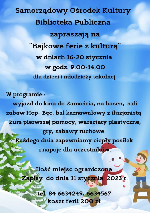 Zajęcia w Samorządowych Ośrodku Kultury w Jarczowie