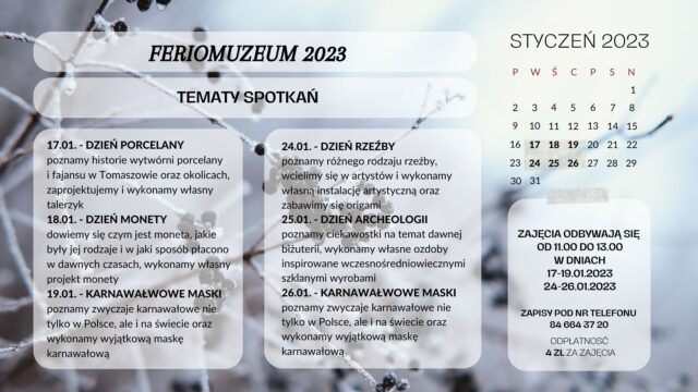 Ferie w Muzeum Regionalnym im. Janusza Petera w Tomaszowie Lubelskim