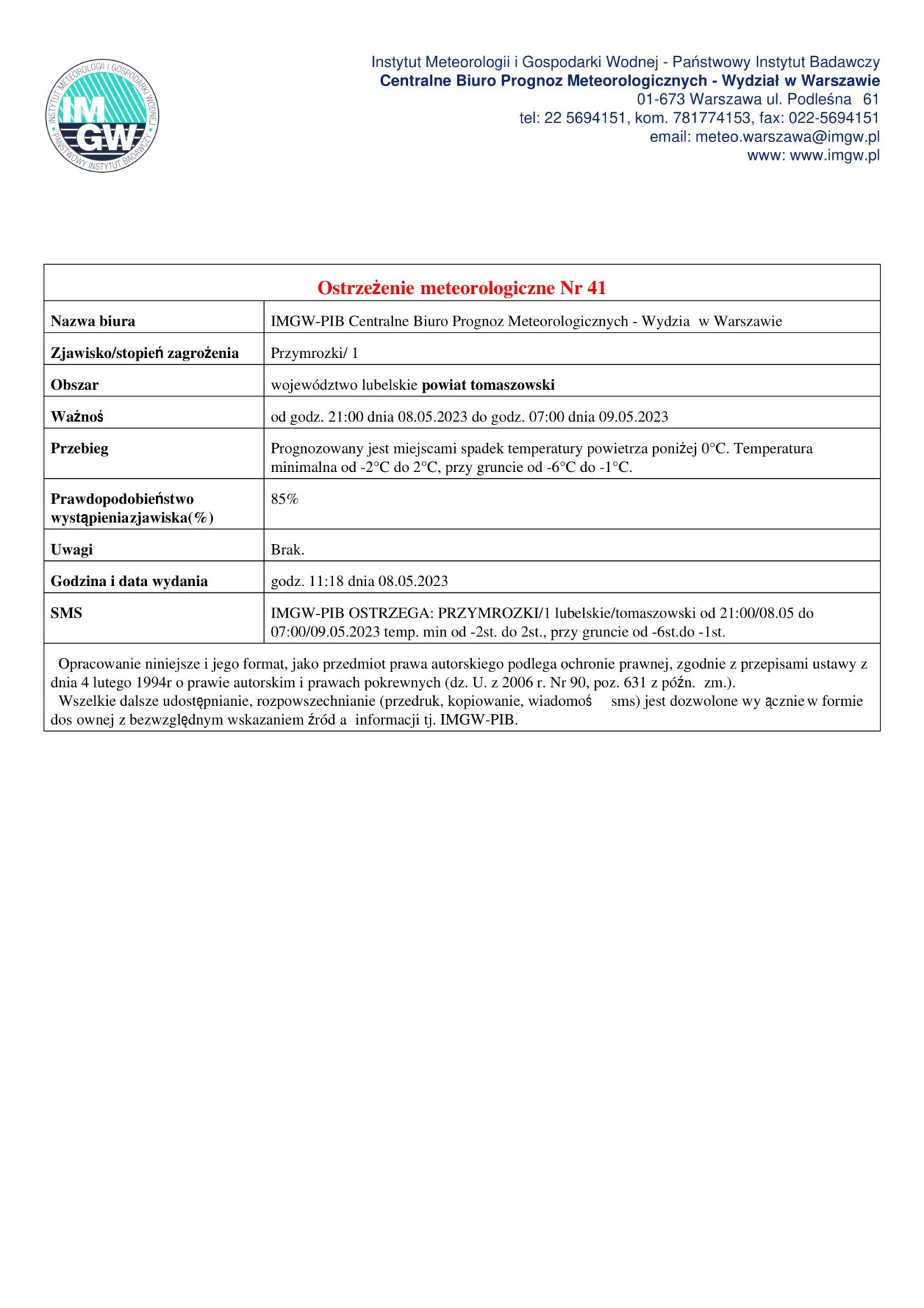 Ostrzeżenie meteorologiczne