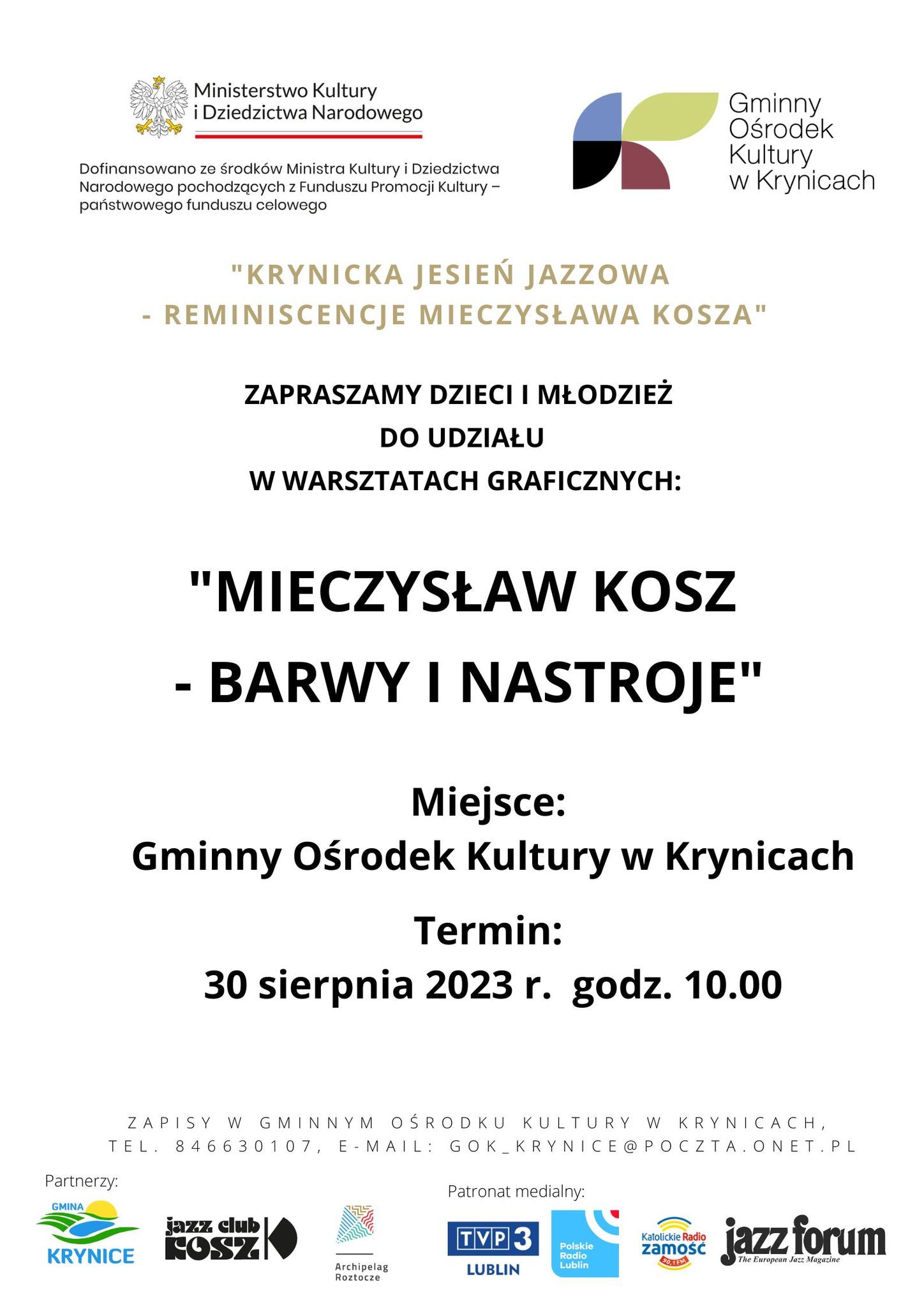 Warsztaty tworzenia plakatu pn. "Mieczysław Kosz - barwy i nastroje" w Krynicach