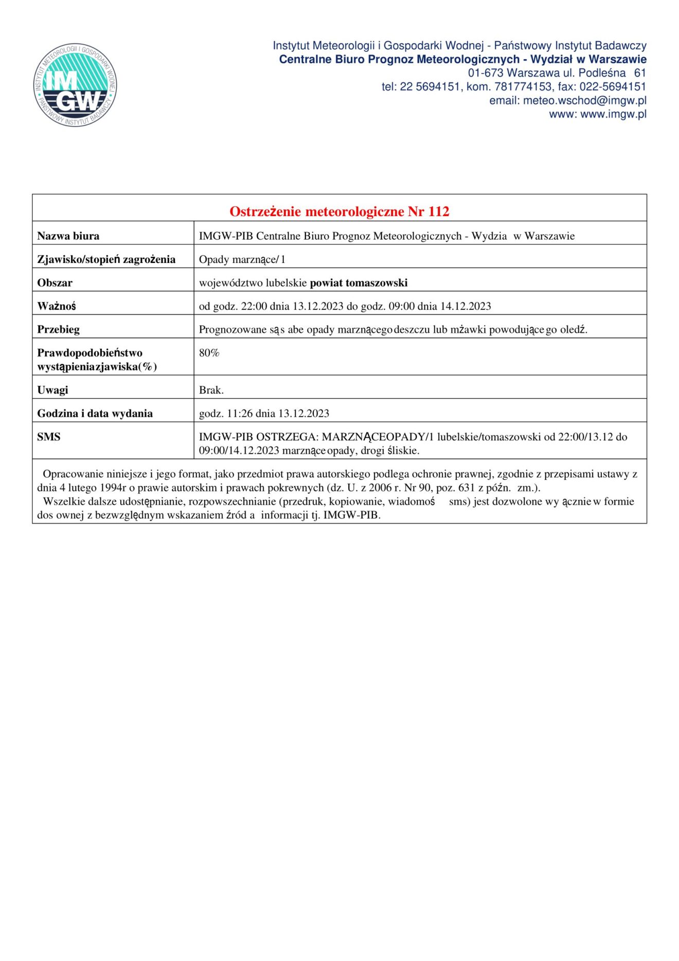 meteo ostrzeżenie