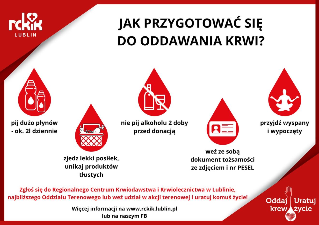 Harmonogram stałych akcji terenowego poboru krwi w woj. lubelskim planowanych na 2024 rok