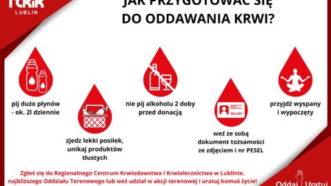 Harmonogram stałych akcji terenowego poboru krwi w woj. lubelskim planowanych na 2024 rok