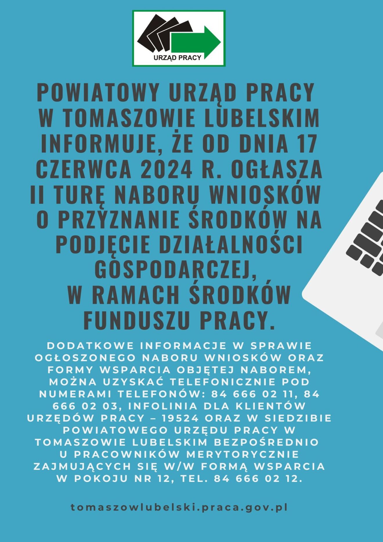 II tura naboru wniosków o przekazanie środków na podjęcie działalności gospodarczej w ramach środków Funduszu Pracy.
