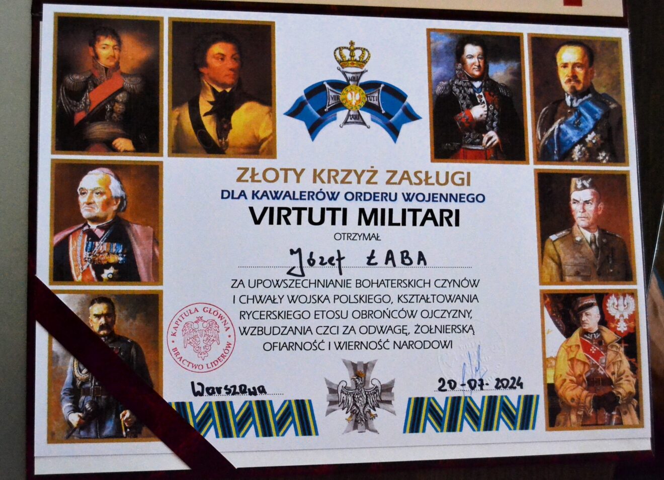 Józef Łaba odznaczony Krzyżem Złotym Orderu Virtuti Militari