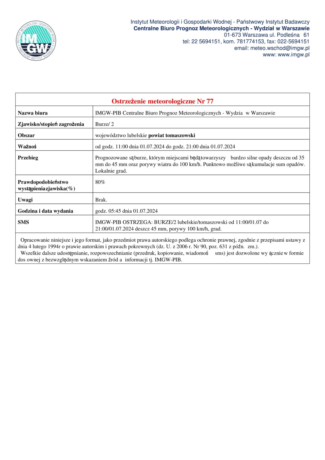 Ostrzeżenie meteorologiczne