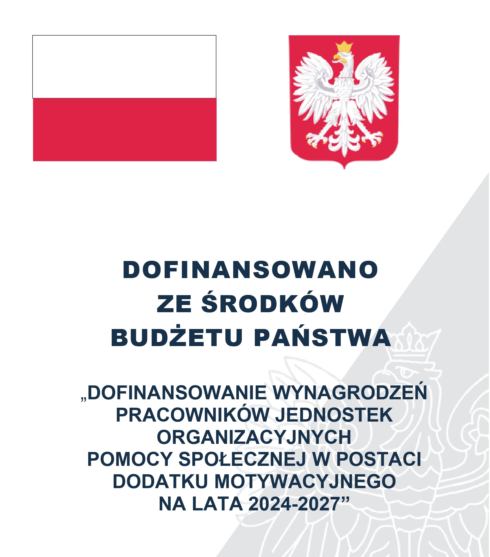 „Dofinansowanie wynagrodzeń pracowników jednostek organizacyjnych pomocy społecznej w postaci dodatku motywacyjnego na lata 2024-2027”