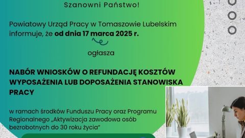 Nabór wniosków o refundację kosztów wyposażenia lub doposażenia stanowiska pracy