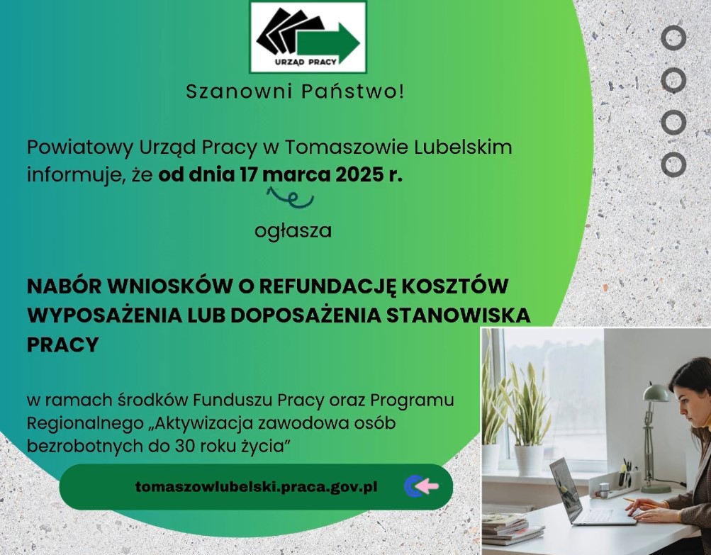 Nabór wniosków o refundację kosztów wyposażenia lub doposażenia stanowiska pracy