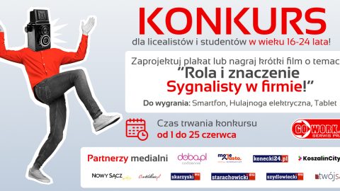 Na zdjęciu jest informacja na temat konkursu.