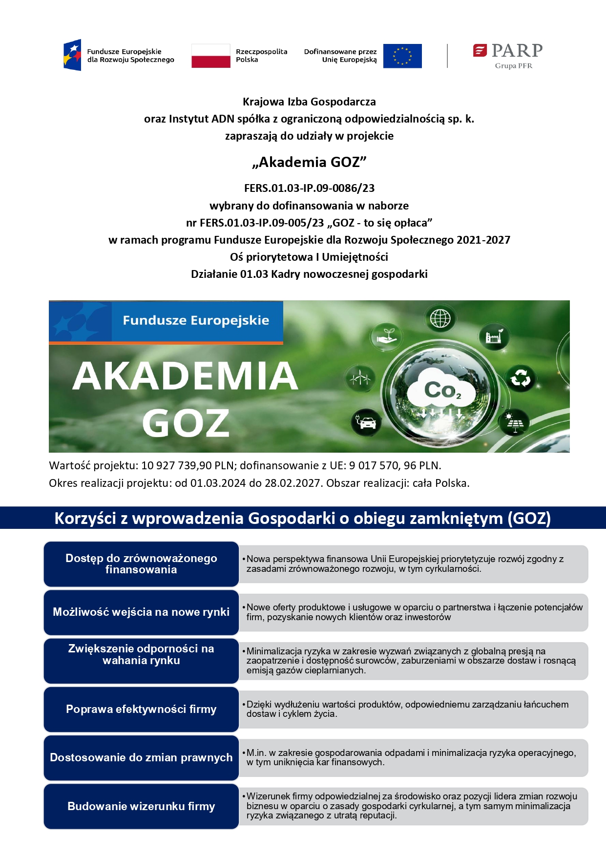 Zaproszenie na Akademia GOZ - bezpłatne szkolenia i doradztwo