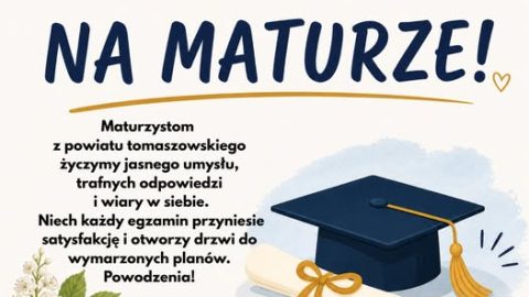Na zdjęciu kartka z życzeniami dla tegorocznych Maturzystów